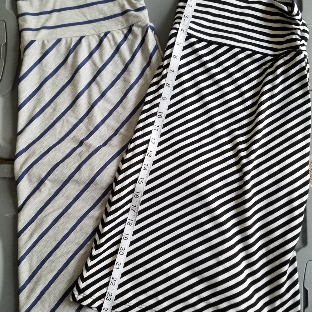 Lot of 2- Faded Glory Size XL Black/White Striped and Navy/Gray Striped Skirts